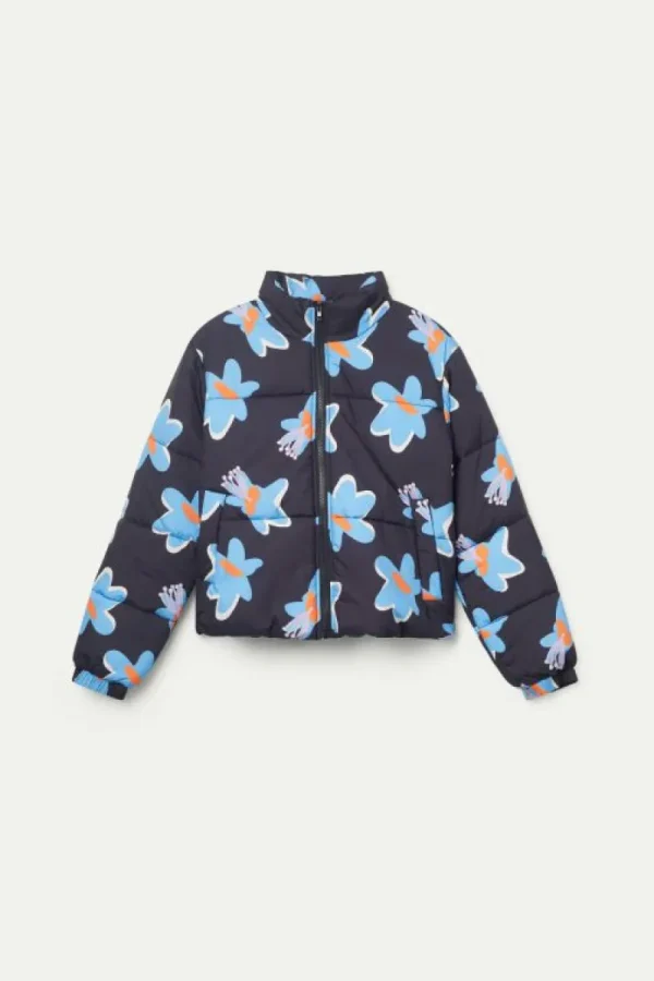 abrigo_acolchado_estampad_1.webp Abrigo acolchado estampado floral Calatea negro-COMPAÑIAFANTASTICA Fashion