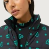 Abrigo acolchado estampado de corazones verdes-COMPAÑIAFANTASTICA Sale