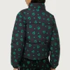 Abrigo acolchado estampado de corazones verdes-COMPAÑIAFANTASTICA Sale