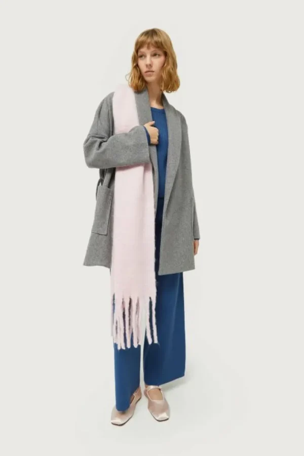 Abrigo corto con cinturón gris-COMPAÑIAFANTASTICA Hot