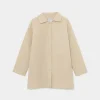 Abrigo corto en tejido técnico beige-COMPAÑIAFANTASTICA New