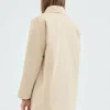 Abrigo corto en tejido técnico beige-COMPAÑIAFANTASTICA New