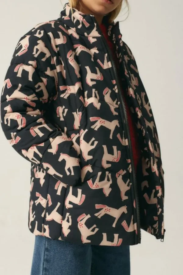 Abrigo corto unisex acolchado con estampado de caballos-MINI Hot