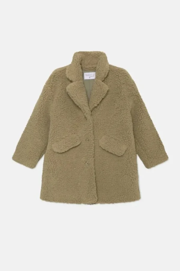 Abrigo de niña de borreguito verde-MINI Cheap