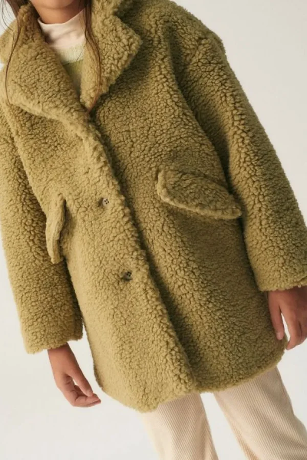 Abrigo de niña de borreguito verde-MINI Cheap