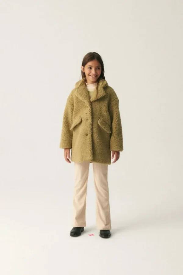 Abrigo de niña de borreguito verde-MINI Cheap