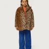 Abrigo de niña de pelo estampado de leopardo-MINI Clearance