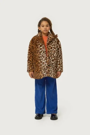Abrigo de niña de pelo estampado de leopardo-MINI Clearance