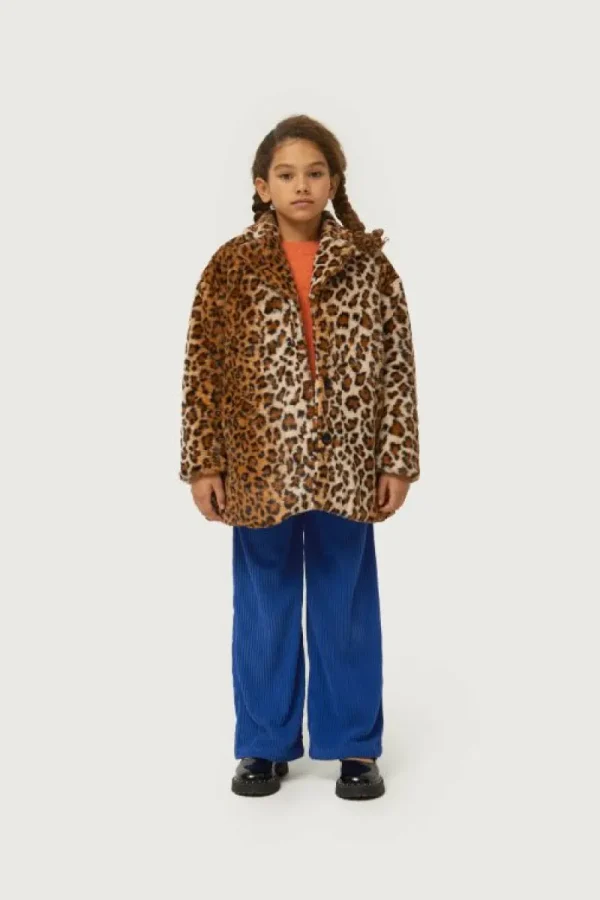 Abrigo de niña de pelo estampado de leopardo-MINI Clearance
