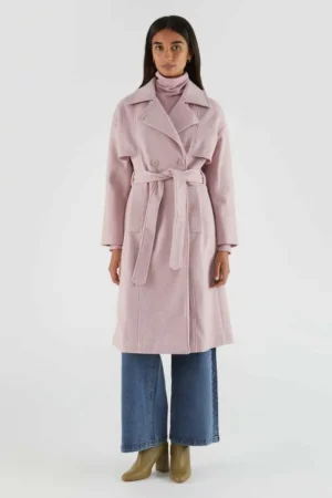 Abrigo midi con doble botonadura rosa-COMPAÑIAFANTASTICA Clearance