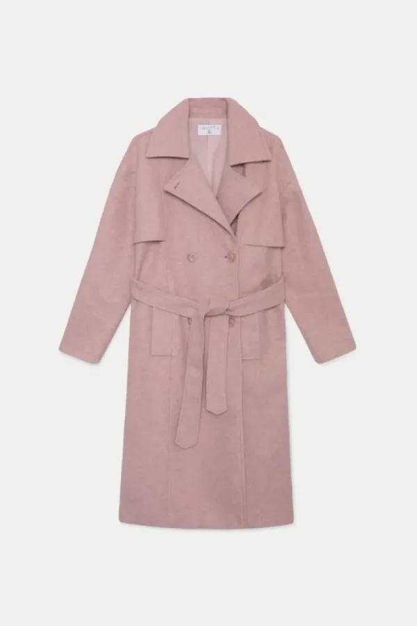 Abrigo midi con doble botonadura rosa-COMPAÑIAFANTASTICA Clearance