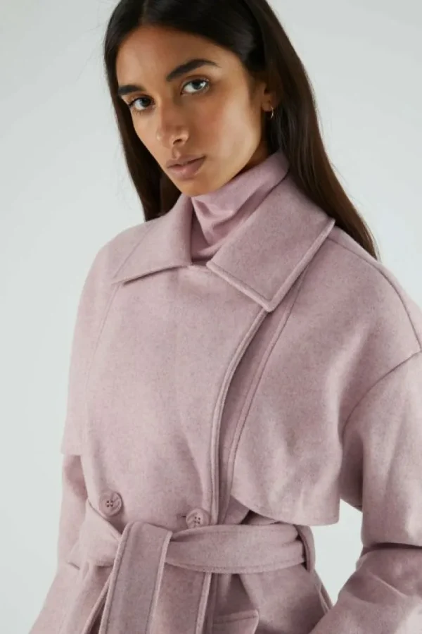 Abrigo midi con doble botonadura rosa-COMPAÑIAFANTASTICA Clearance