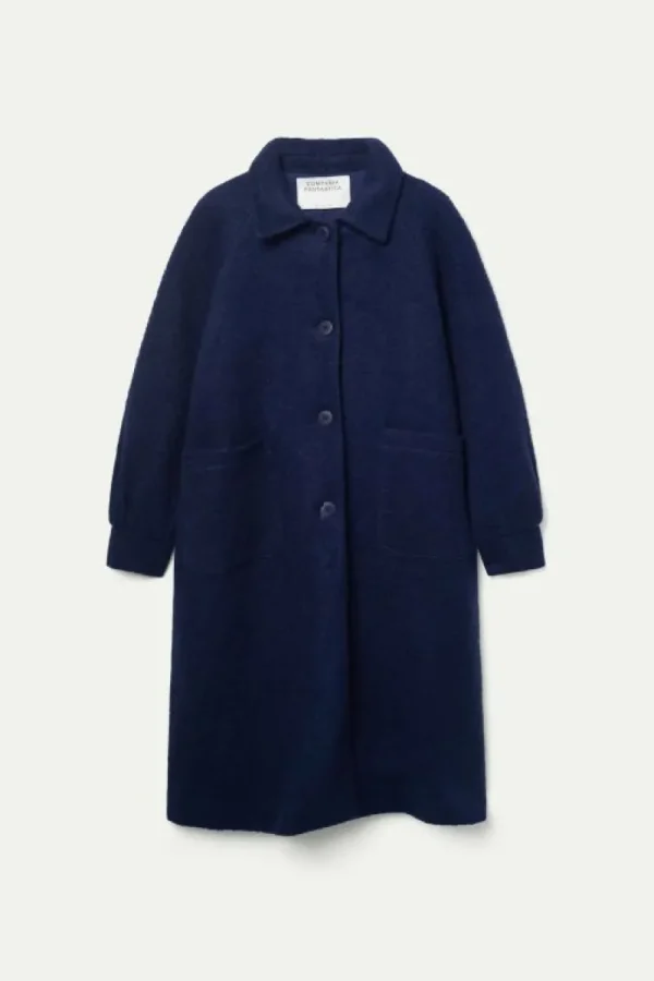Abrigo midi de bouclé azul marino-COMPAÑIAFANTASTICA Shop