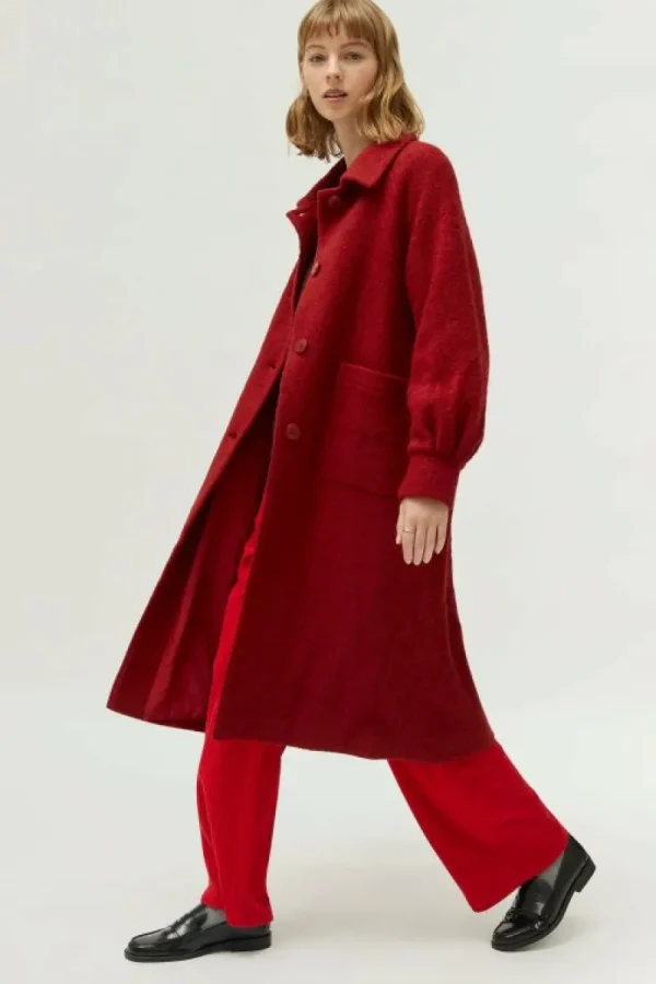 Abrigo midi de bouclé rojo-COMPAÑIAFANTASTICA Sale