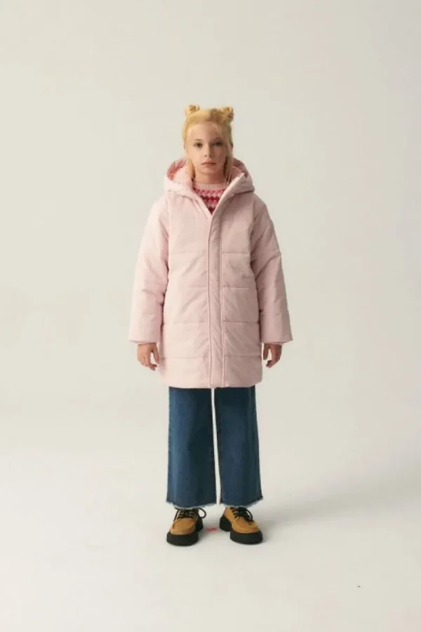 Abrigo unisex plumífero midi con capucha rosa-MINI Best Sale