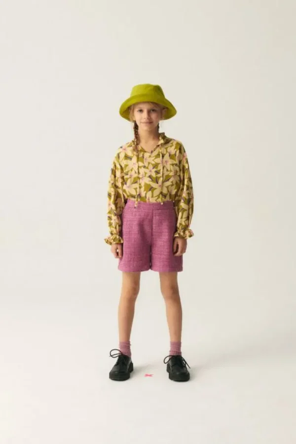 Bermudas de niña de tweed rosa-MINI Fashion