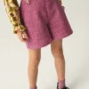 Bermudas de niña de tweed rosa-MINI Fashion