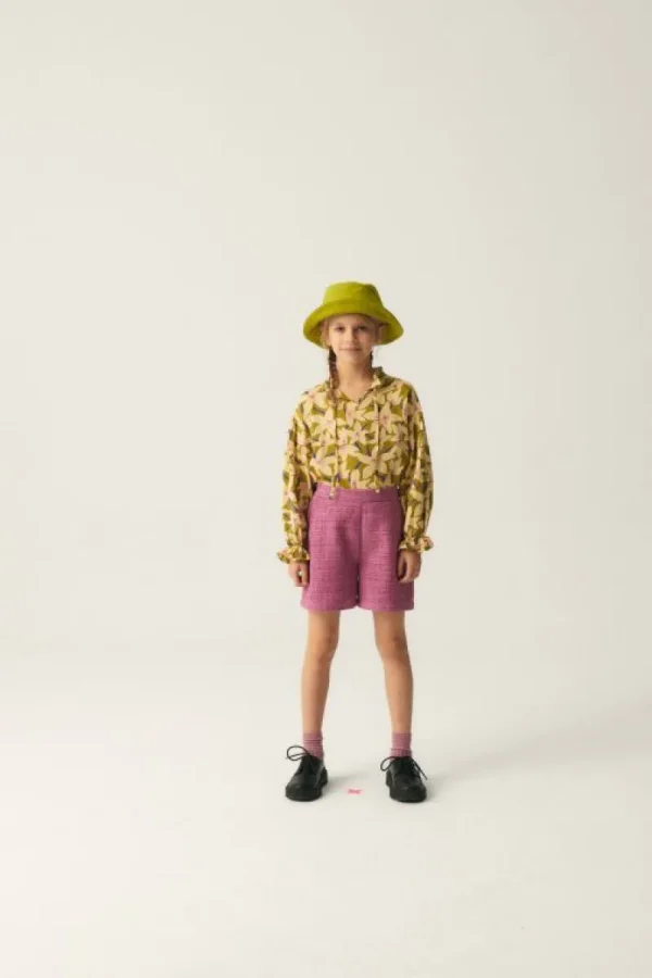 Bermudas de niña de tweed rosa-MINI Fashion