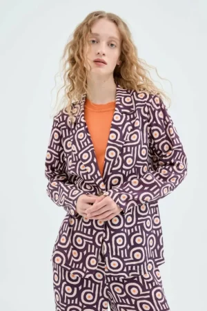 Blazer de traje con estampado geométrico retro-COMPAÑIAFANTASTICA Store