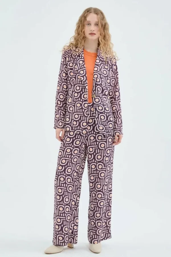 Blazer de traje con estampado geométrico retro-COMPAÑIAFANTASTICA Store