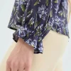 Blusa en LENZING™ ECOVERO™ con estampado floral azul-COMPAÑIAFANTASTICA Cheap