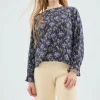 Blusa en LENZING™ ECOVERO™ con estampado floral azul-COMPAÑIAFANTASTICA Cheap
