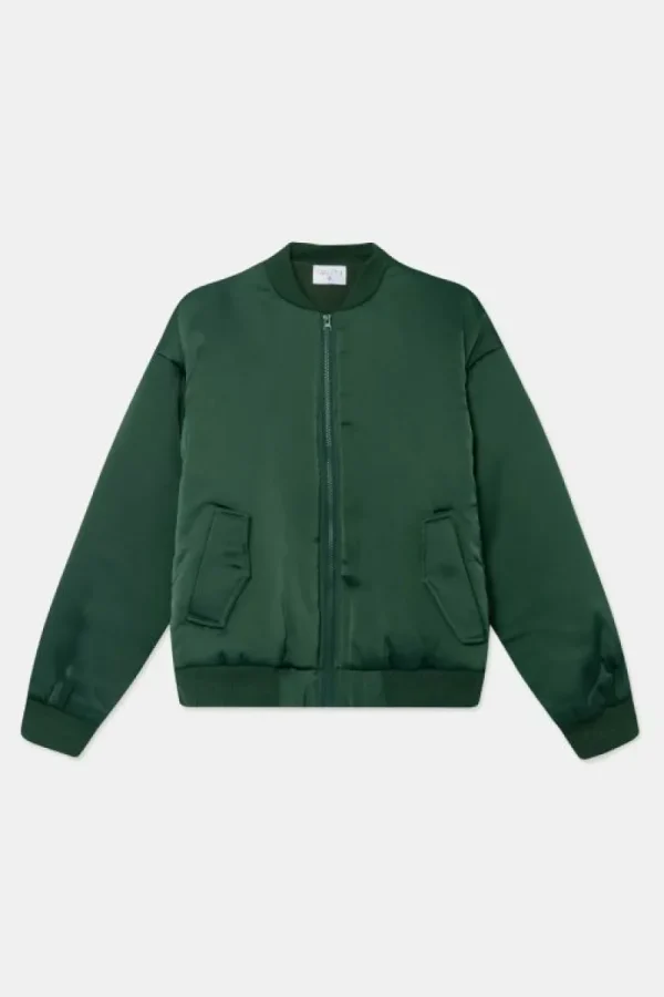 Bomber acolchada satinada verde-COMPAÑIAFANTASTICA Cheap