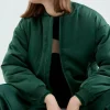 Bomber acolchada satinada verde-COMPAÑIAFANTASTICA Cheap