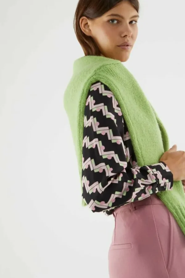 Camisa de manga larga con estampado geométrico negro-COMPAÑIAFANTASTICA Fashion