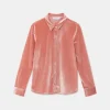 Camisa de manga larga y terciopelo rosa-COMPAÑIAFANTASTICA New