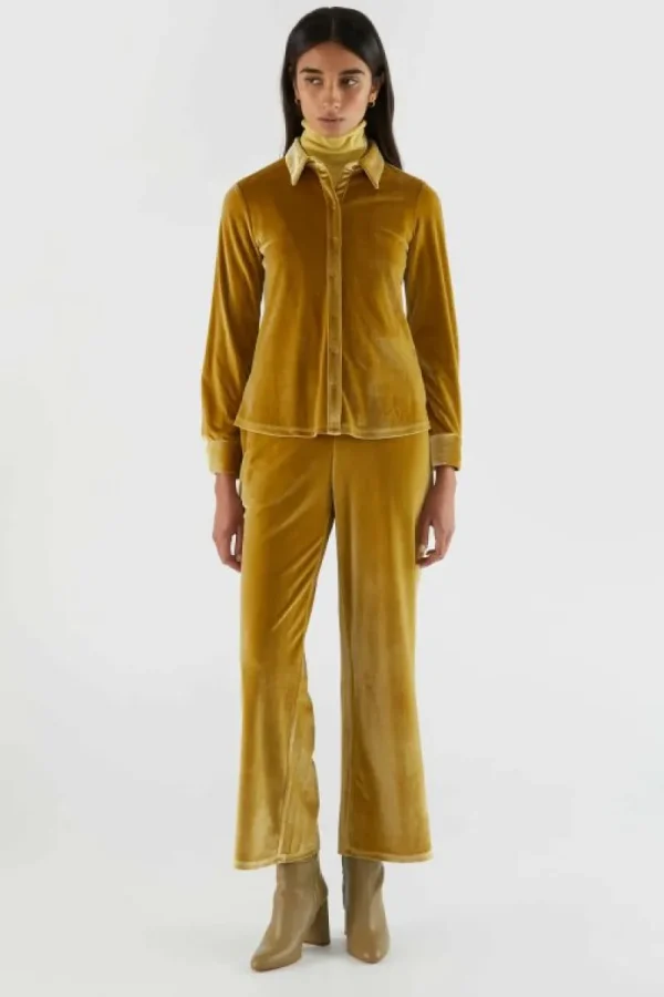 Camisa de manga larga y terciopelo amarillo amarillo-COMPAÑIAFANTASTICA Cheap