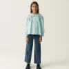 Camisa de niña con cuello bobo azul-MINI Flash Sale