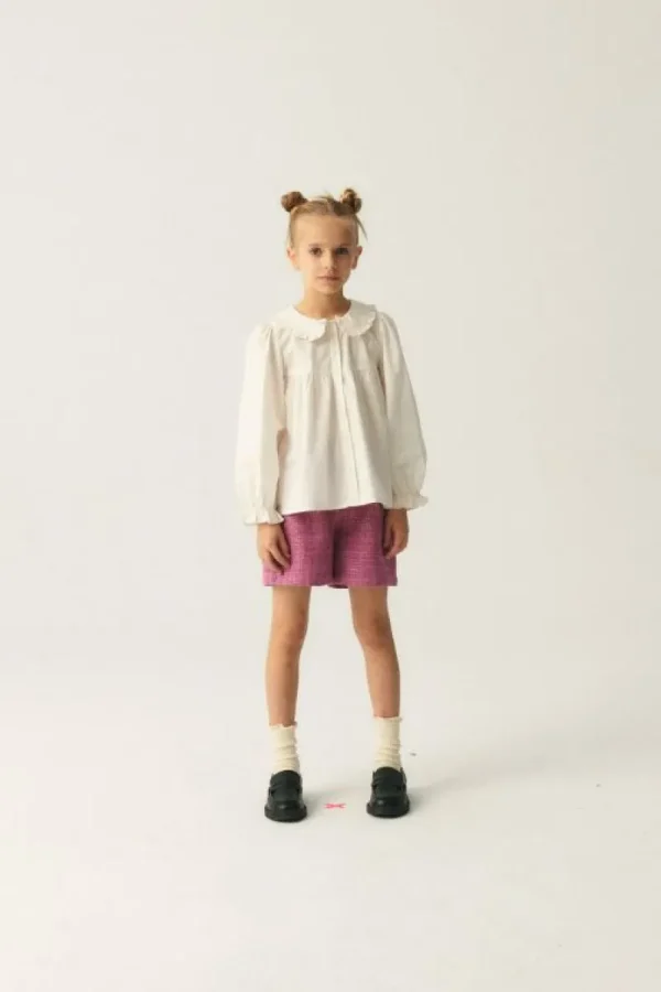 Camisa de niña con cuello bobo blanca-MINI Discount