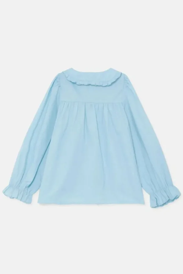Camisa de niña con cuello bobo azul-MINI Flash Sale