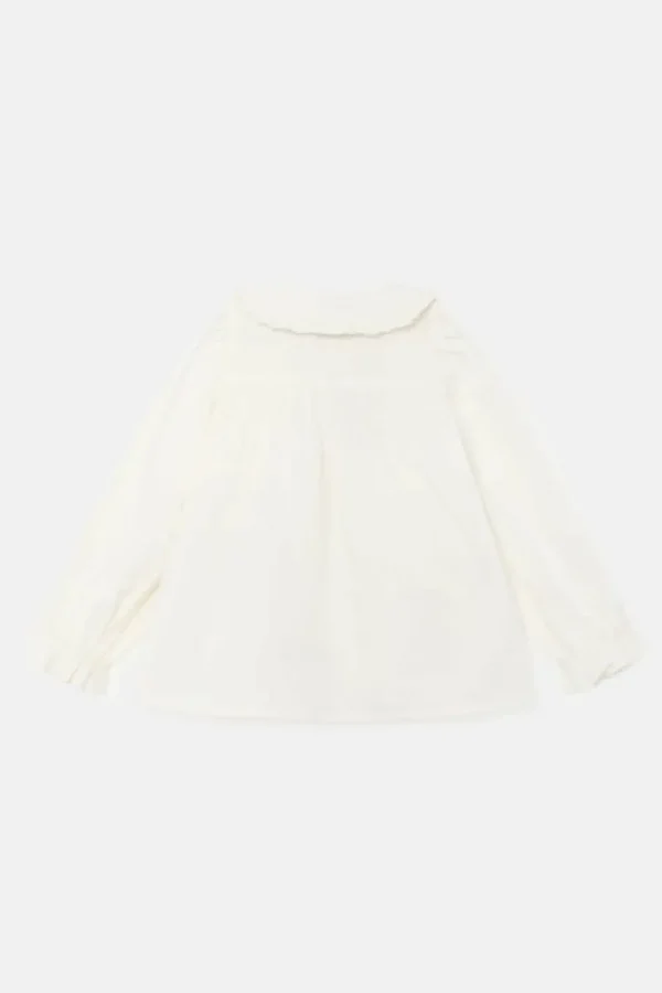 Camisa de niña con cuello bobo blanca-MINI Discount