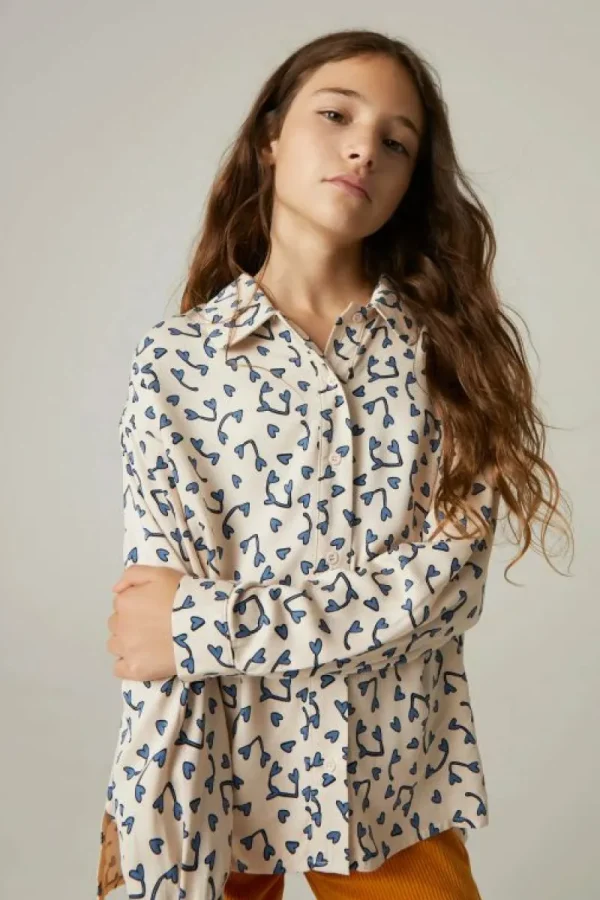 Camisa de niña con estampado de corazones-MINI Hot