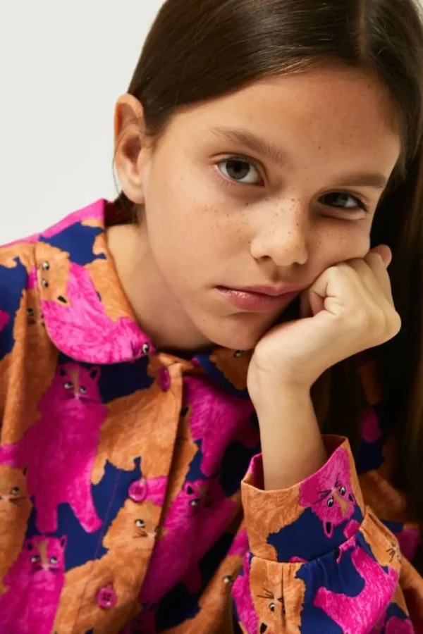 Camisa de niña con estampado de gatos-MINI Best