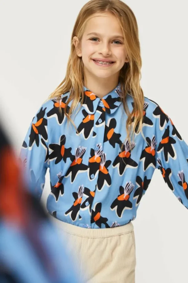 Camisa de niña estampado floral Calatea azul-MINI Fashion