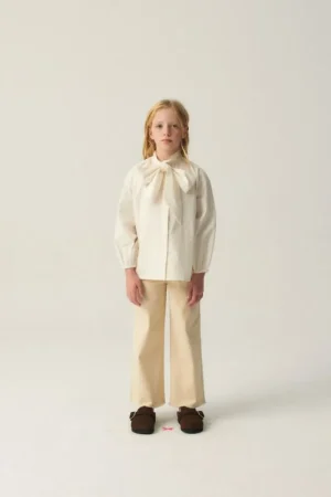 Camisa de niña oversize con lazada blanca-MINI Online