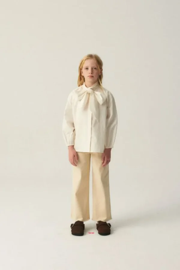 Camisa de niña oversize con lazada blanca-MINI Online