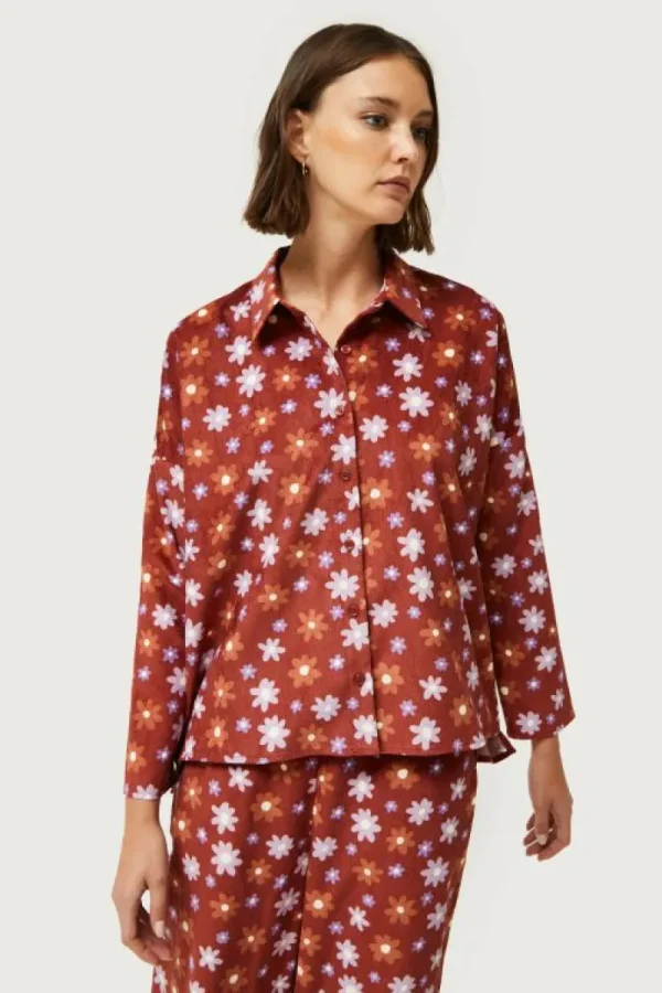 Camisa de pana estampado floral Montana-COMPAÑIAFANTASTICA Discount