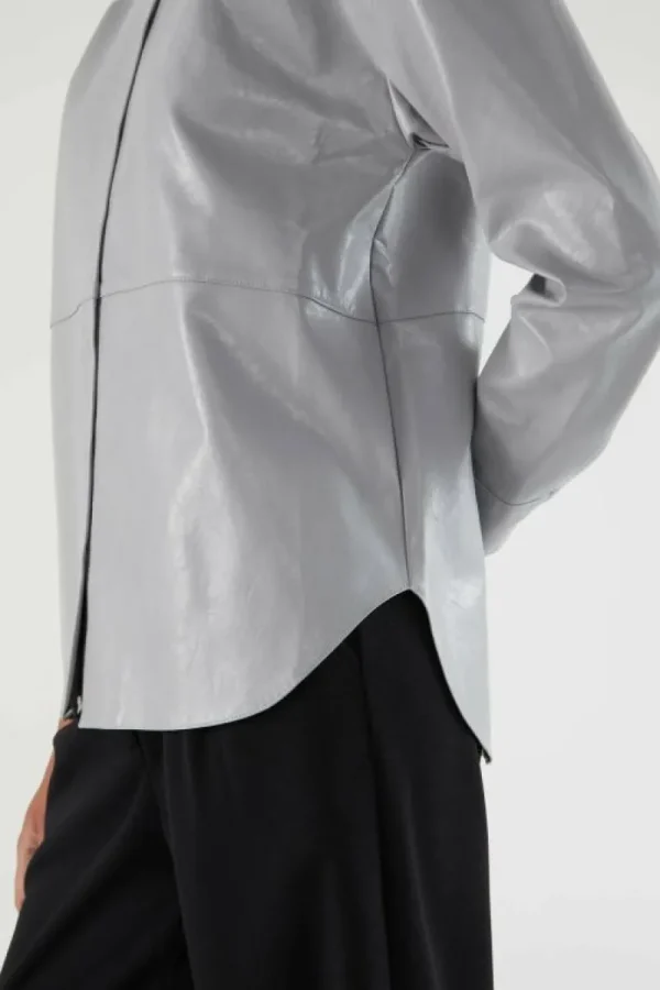 Camisa de piel sintética gris-COMPAÑIAFANTASTICA Best