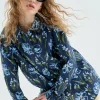 Camisa oversize de popelín con estampado floral azul-COMPAÑIAFANTASTICA Hot