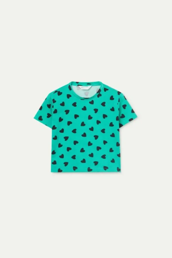 Camiseta de niña con estampado de corazones verde-MINI Best Sale