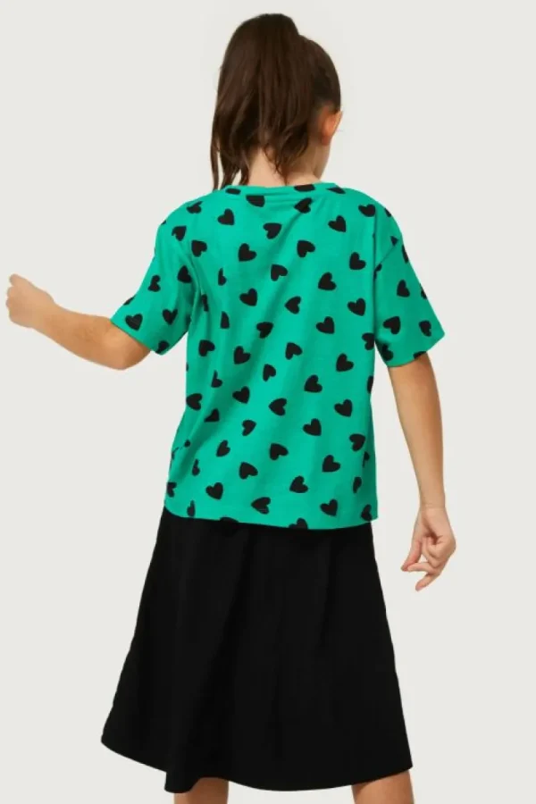 Camiseta de niña con estampado de corazones verde-MINI Best Sale