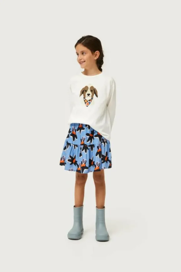 Camiseta de niña con print de perro estampado floral-MINI Best Sale