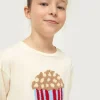Camiseta de niña con print de palomitas blanco crema-MINI Outlet
