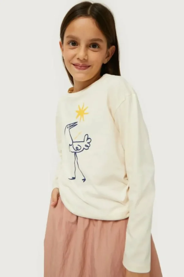 Camiseta de niña con print de garza-MINI Fashion