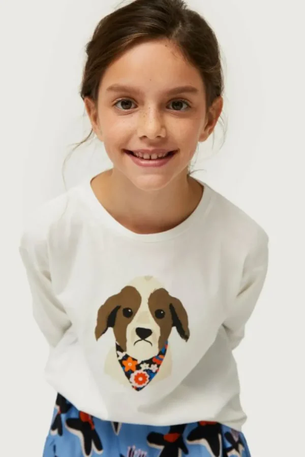 Camiseta de niña con print de perro estampado floral-MINI Best Sale