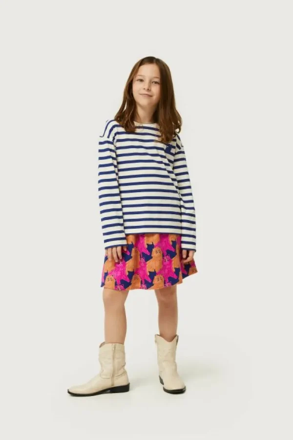 Camiseta de niña rayas parche de gato-MINI Fashion